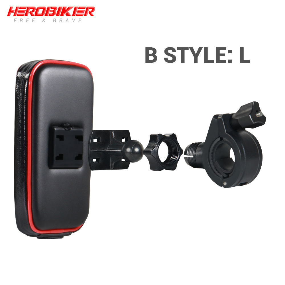 Herobiker mobiltelefon holder motorcykel cykel mount beslag stand holder til telefon vandtæt etui taske til iphone 6/7 samsung: B-stil-l