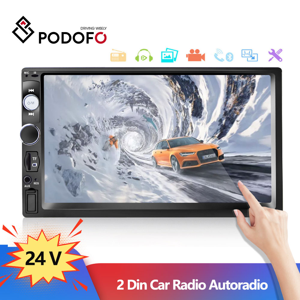 Podofo 2 Din 24V Autoradio Autoradio 7 "Touch Scre... – Grandado