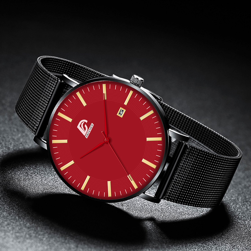 Dijanes miesten business minimalistiset kellot ultraohut ruostumaton teräsverkko vyö analoginen kvartsi rannekello reloj hombre
