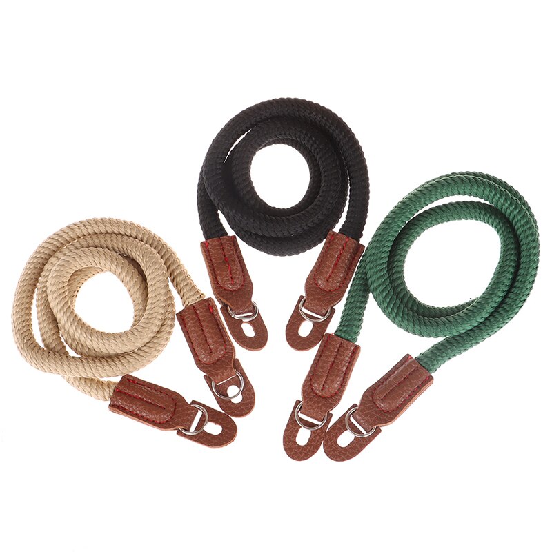 1Pc Katoenen Touw Camera Neck Strap Vintage Schouderriem Lederen Pols Lanyard Reizen Accessoires