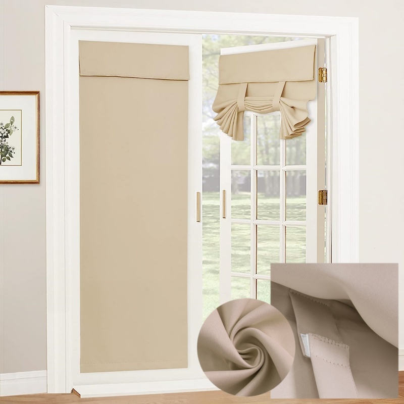 Door Curtains Blackout Self Stick Tie Up Shades Door Window Curtains Thermal Insulating Privacy Kitchen Living Room Curtains