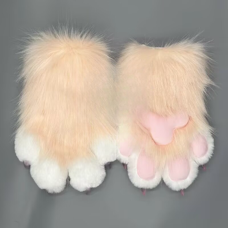 Kig fursuit kigurumi peludo animal garras unhas luvas cosplay traje wearable peludo animal pata cosplay adereços: Azul marinho