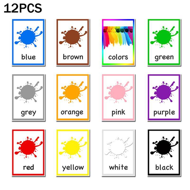 12pcs/set Montessori English Learning Word Cards Children Educational Toys Game Kids English Memory Early Color Flashcards P2l6: Default Title