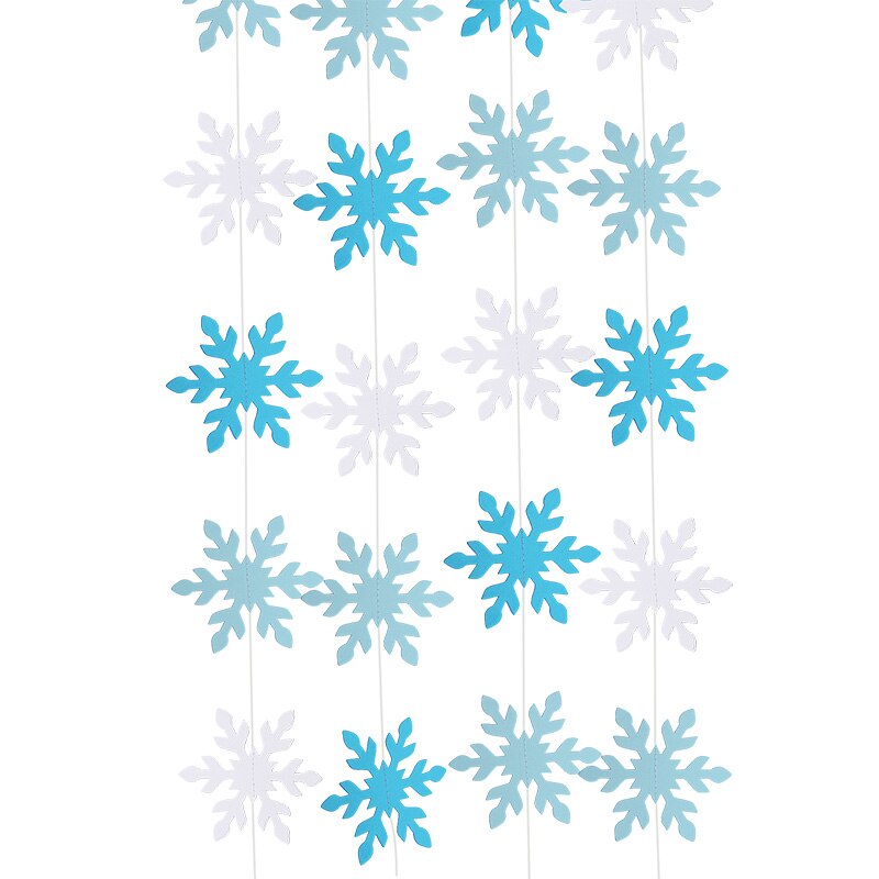 Snefnug form bunting banner jul hvid blå papir guirlande til vinterfest juleår hængende guirlande dekoration: S05
