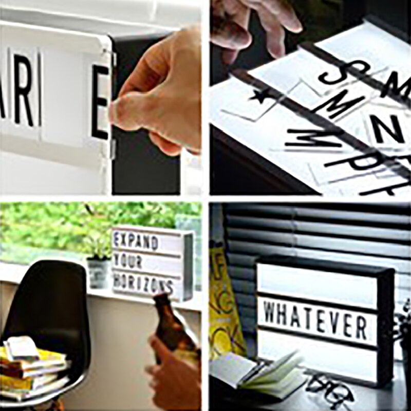 Cinematic Led Lightbox Replacement Letters &amp;Numbers Signs Black for A4 MagiGlow Light Up Letter Box Sign Message Board