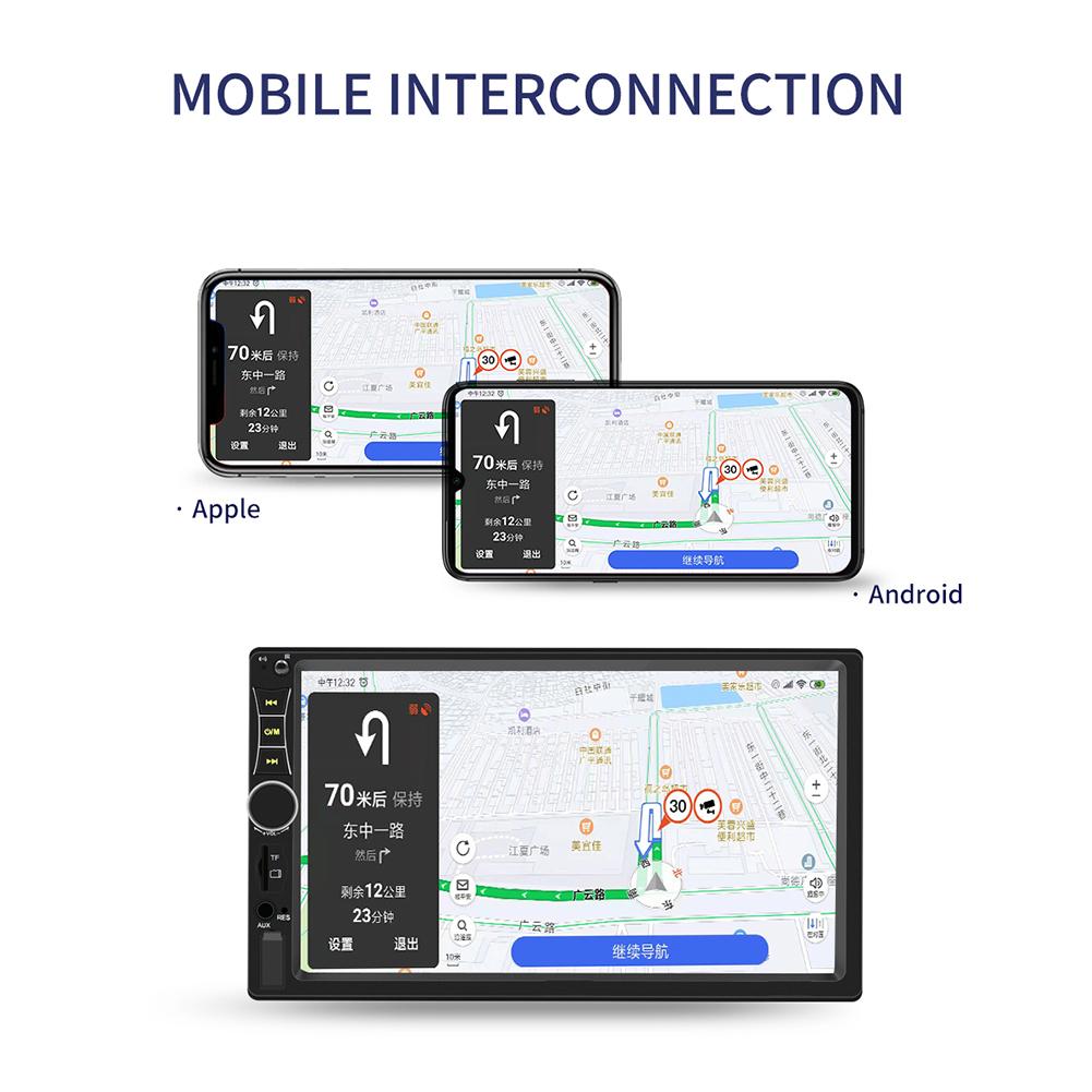 12V 7 pulgadas coche HD 2 DIN MP5 reproductor de Radio Bluetooth Estéreo pantalla táctil TF AUX en USB Bluetooth enlace espejo teléfono IOS Android