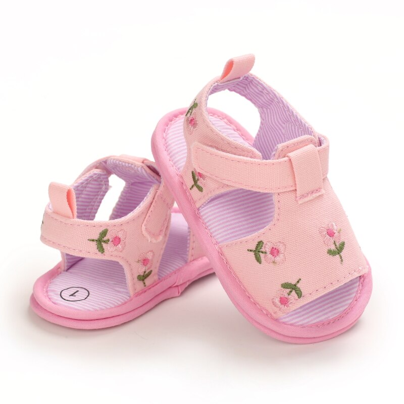 Rutschfeste sandalen für babys und mädchen, Ideal zum laufenlernen, mit weicher sohle, rutschfestem karomuster, schleife und stoffmuster.
