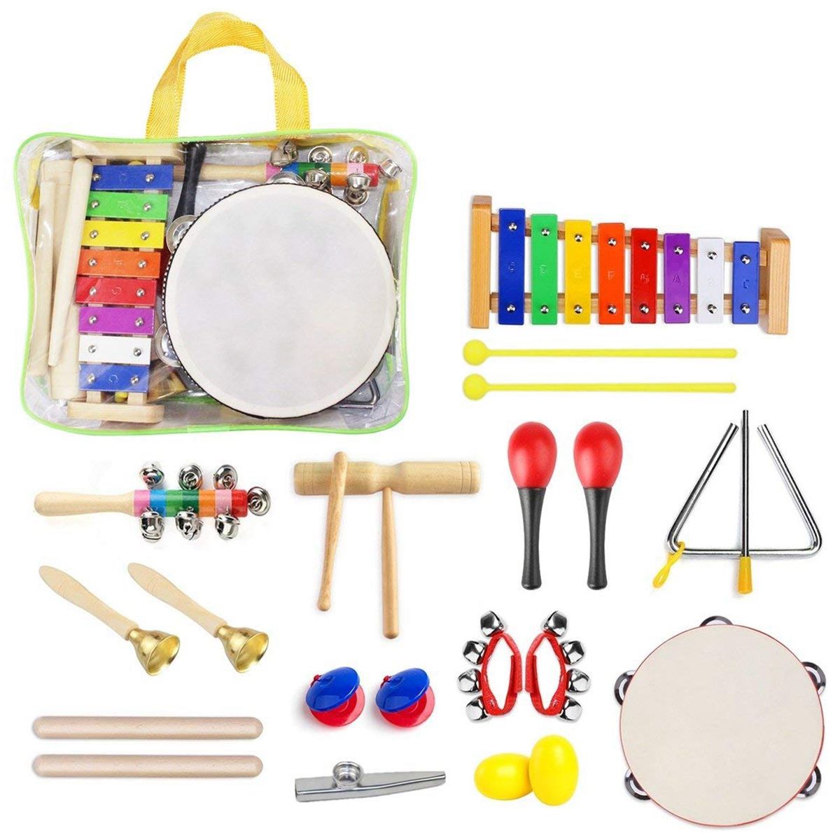 Ensemble d&#39;instruments de musique pour enfants, 22 pièces, jeu de Percussion, bracelet rythme, d&#39;anniversaire