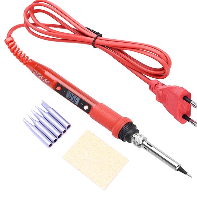 220V EU 80W Soldering Iron LCD Digital Display Temperature Adjustabl Electric Solder Iron Set Welding Rework Station Repair Kit: O