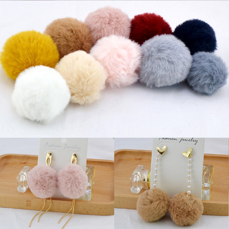 20 stks/partij 3.5cm Faux Fur PomPom DIY Konijn Haarwortel Tas pom pom Bal sleutelhanger Voor Vrouwen Auto haarspeld Zak Sleutelhanger Hoofddeksels