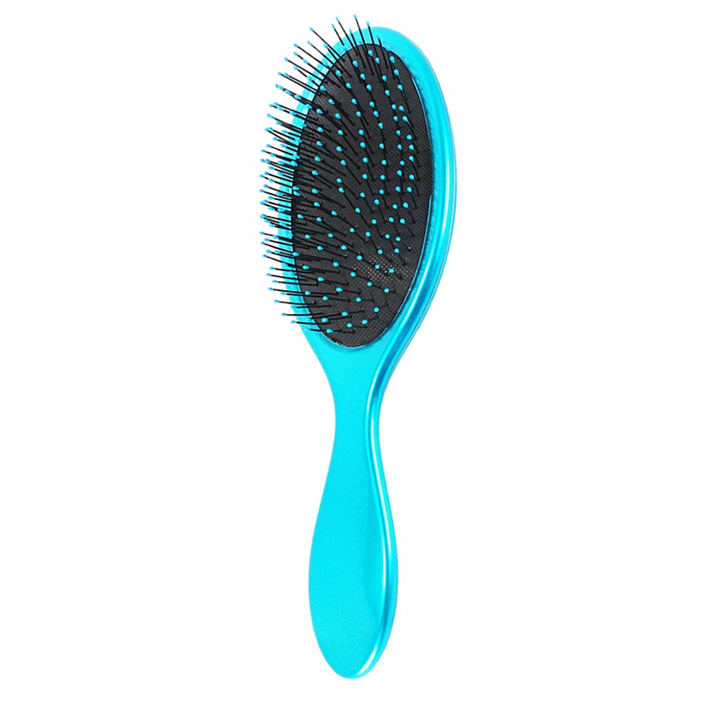 Cepillo acolchado antiestático para masaje del cuero cabelludo para mujer, cepillo alisador para desenredar: Azul