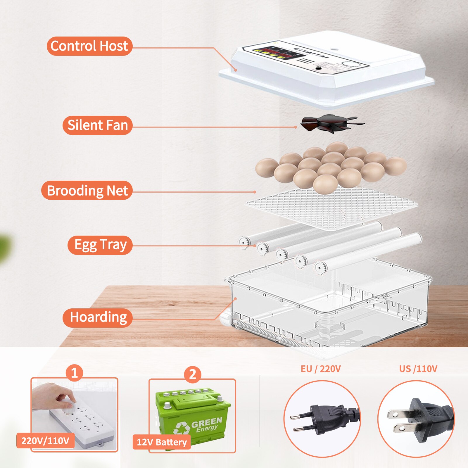 Egg rugemaskin rugekylling helautomatisk rugemaskin gård fugl vaktel gås klekkeri 16 egg rugemaskin fjærfe klekker turner