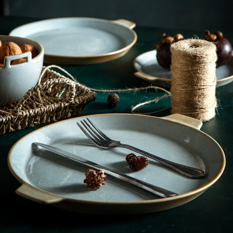 Fantercy nordisk restaurang keramik western tallrik hushåll enkel bakform salladsskål dessert tallrik benporslin