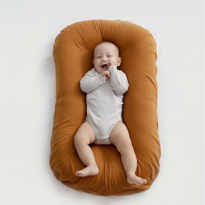 75x45cm Soild Farbe Baby Nest Bett Krippe Neugeborenen Baby Nest Bett Krippen Infant Tragbare Baumwolle Krippe Reise cradle Kissen Baby Stoßfänger