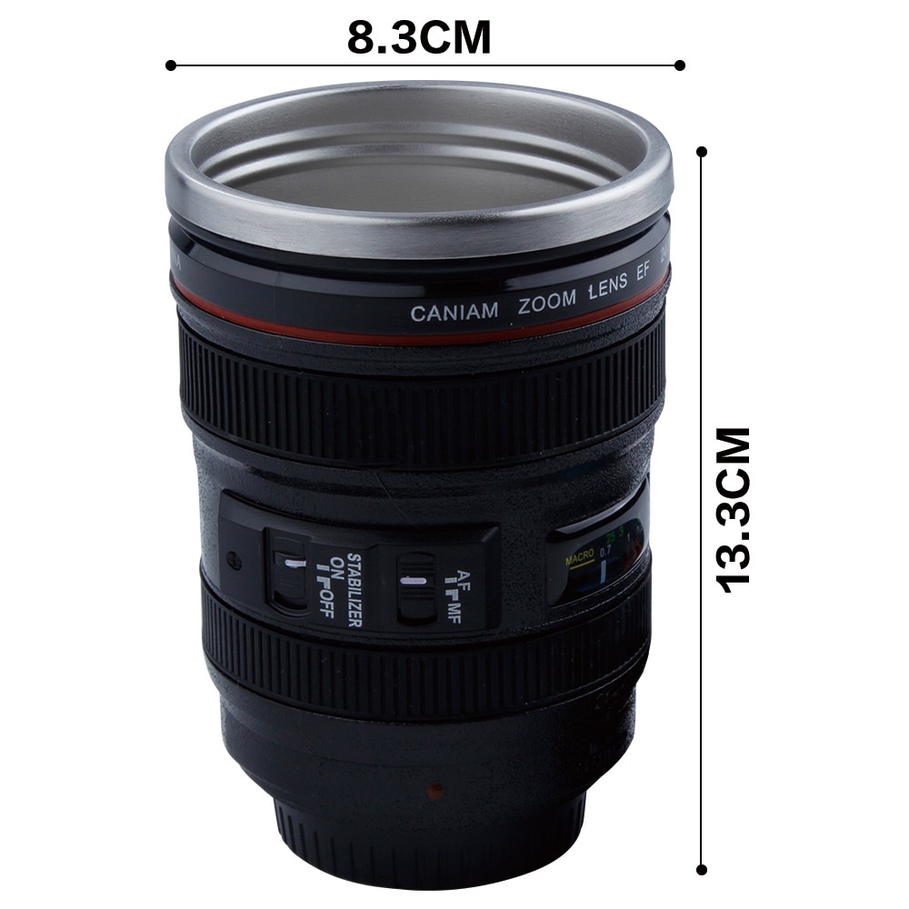 400ml Stainless steel liner Camera Lens Mugs Coffee Tea Cup Mugs With Lid Novelty Thermocup Thermo mug