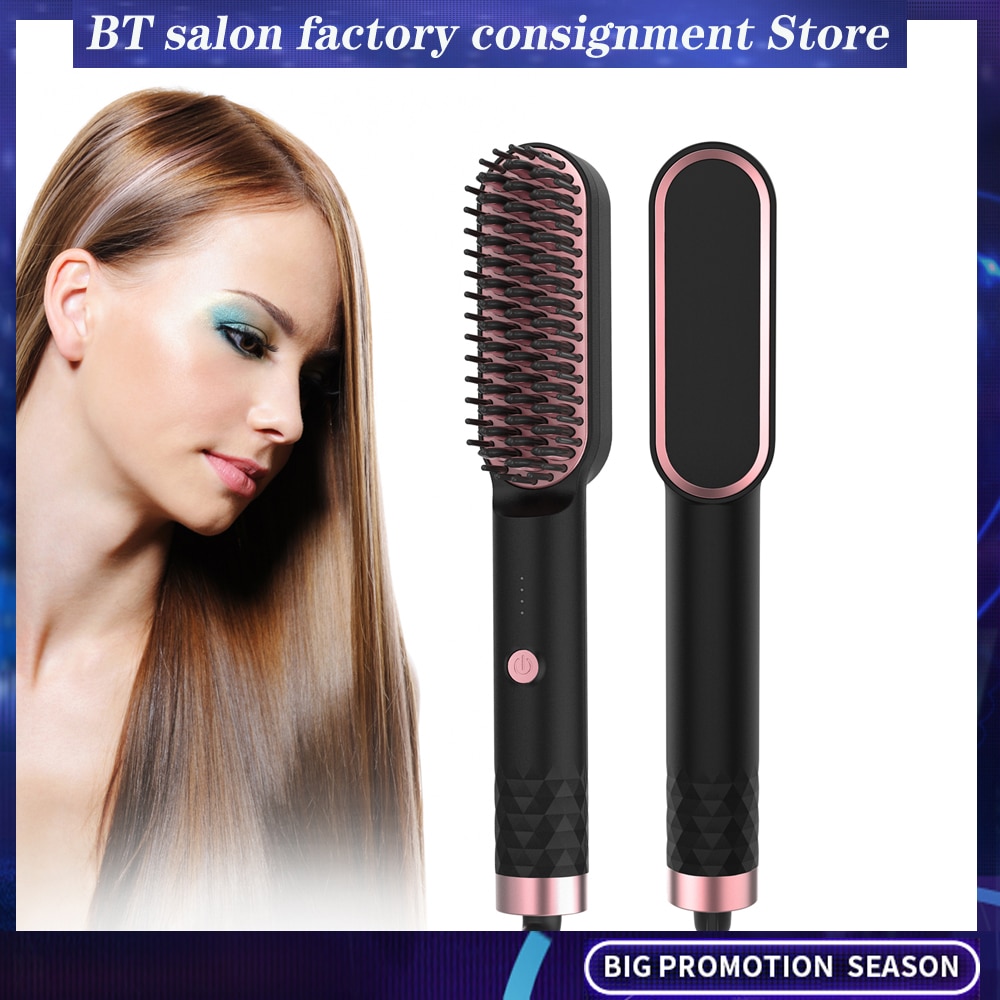 Beard Hair Straightener Brush Portable Straightening Iron Electric Instant Styling Comb Curly Hair Straightening Women Brush