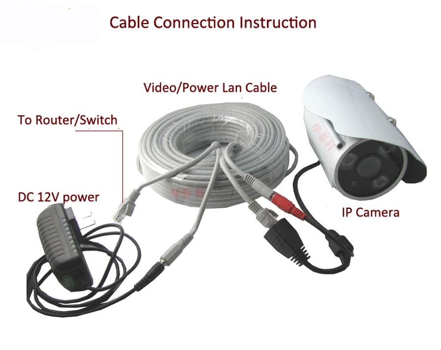 50m 164ft nätverk ethernet sladd kabel 5mm ström dc cat 5e rj45 combo video/ström lan kabel för för array ip kamera nvr system