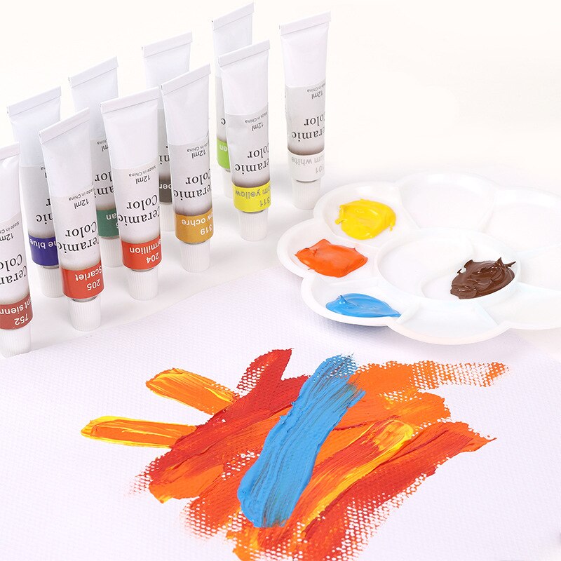 Glass ceramic Acrylic Paints 12ml 12 Colors Profession Artist Drawing Painting Pigment Hand Painted Wall Paint for Artist DIY