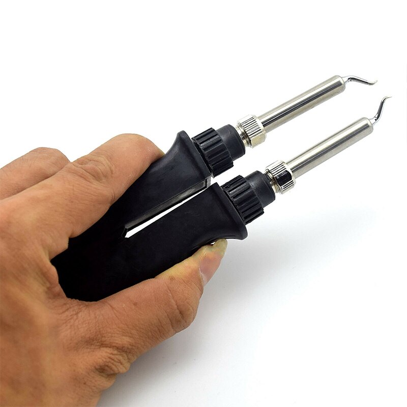 ABS + Metal 24V 60W 902 Double Soldering Iron Tweezer Handle Heating Plier Soldering With Elbow Tip Welding Repair Tools Black