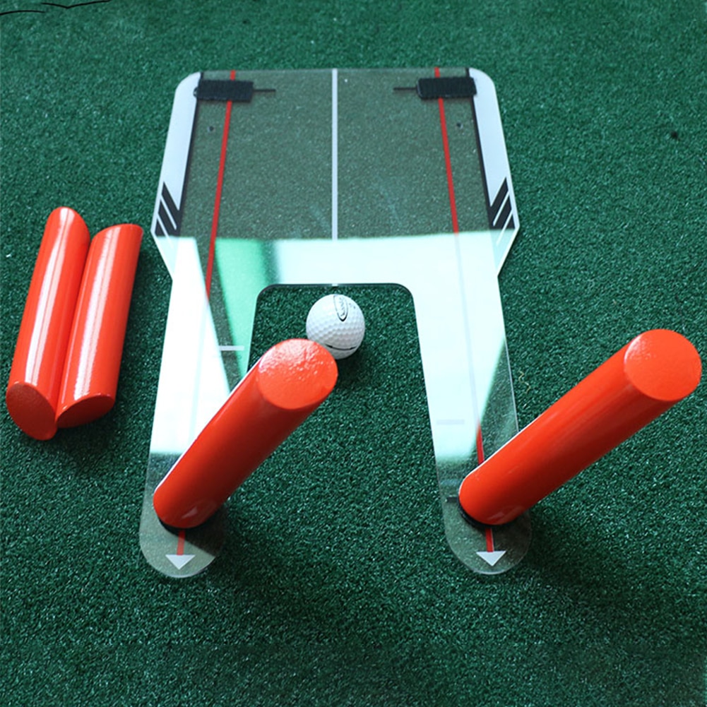 4 Path Rods Alignment Golf Swing Training Aid Indoor Flexible Angle Home Office Guide Transparent Base Chip Pitch