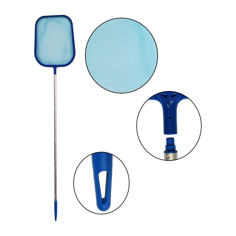 6-Piece Swimming Pool Skimmer Net Telescopic Pole Leaf Skimmer Net Swimming Pool Cleaner Supplies Home Use