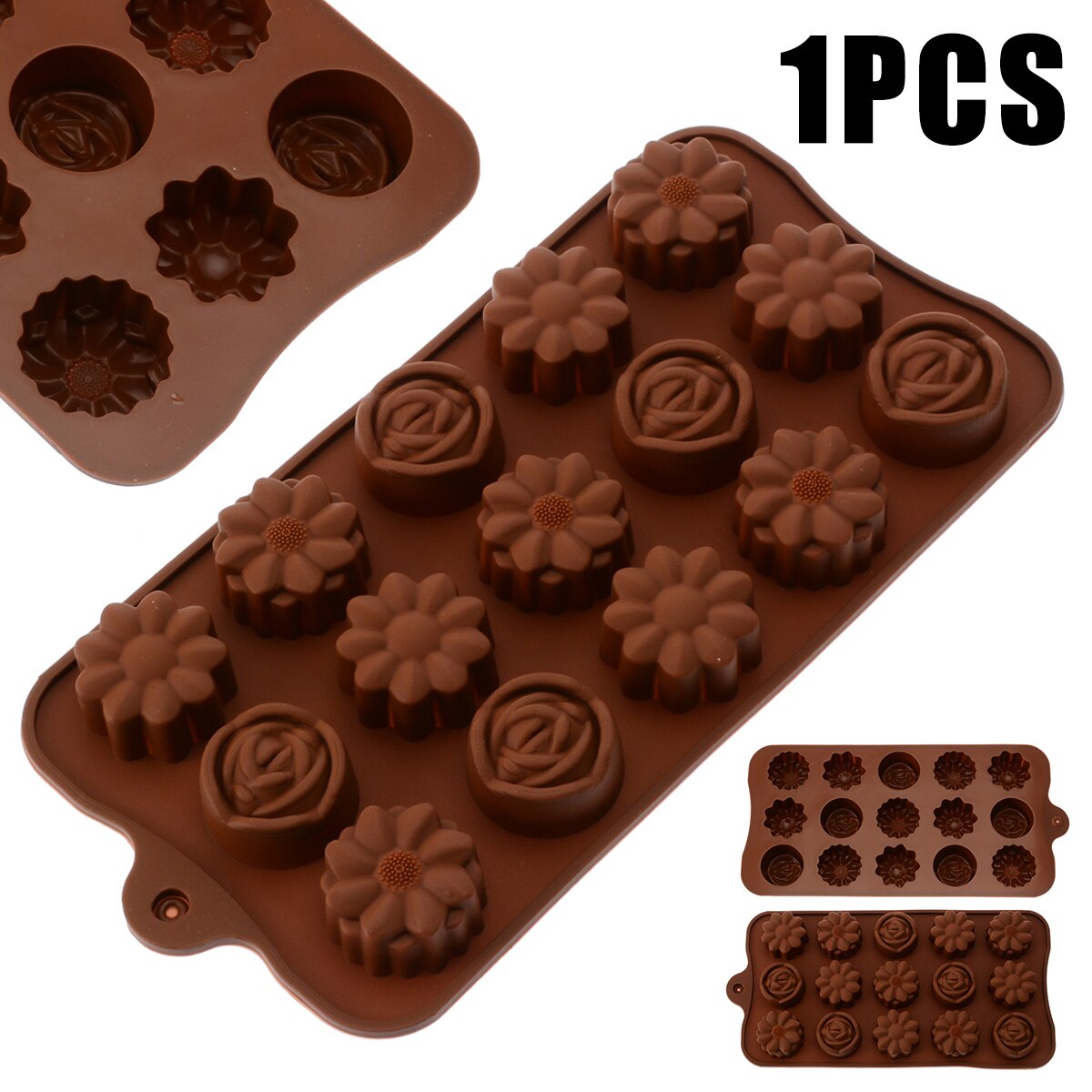 15Cavity Bloem Rose Chocolade Vorm DIY Siliconen Bloemvorm Fondant Cakevorm Sugarcraft Cookies Mold Bakvormen Eco Vriendelijke