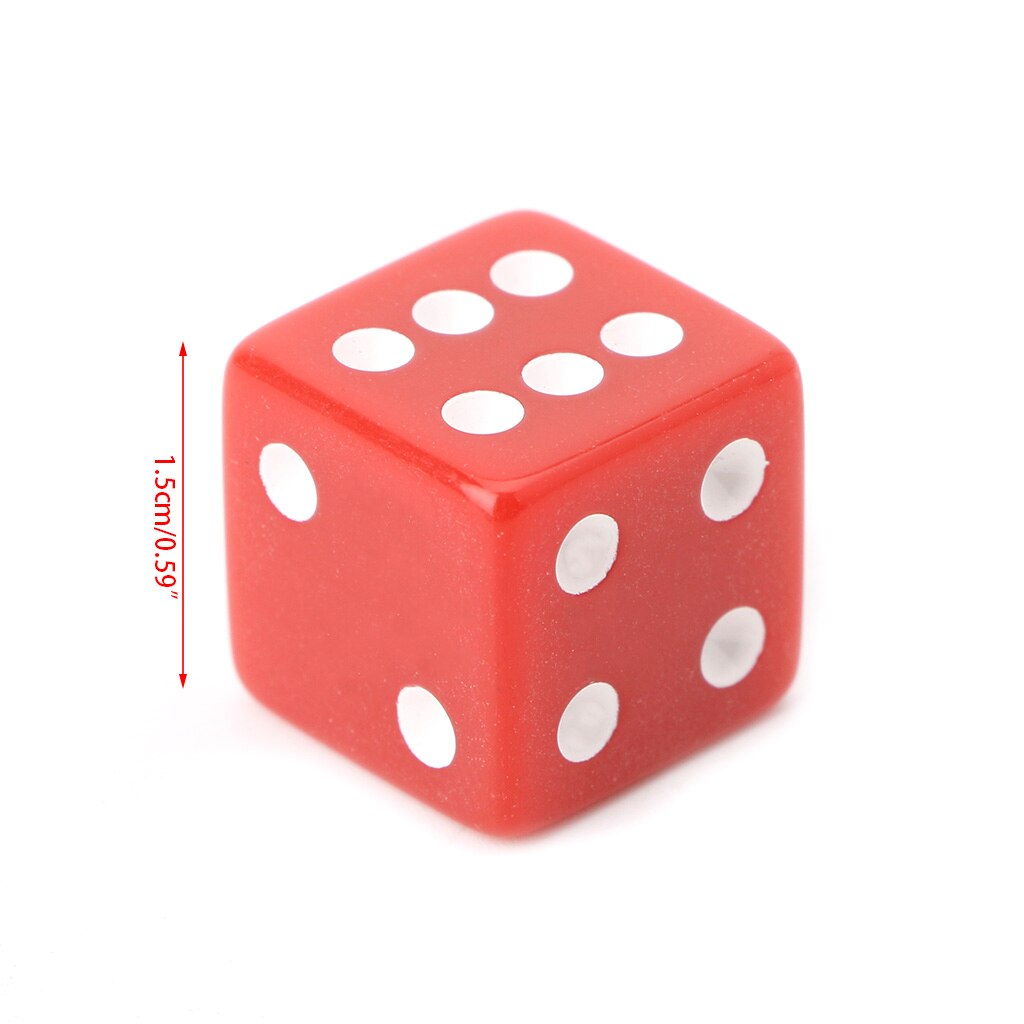 10pcs 15mm Multicolor Acrylic Cube Dice Beads Six Sides Portable Table Games Toy
