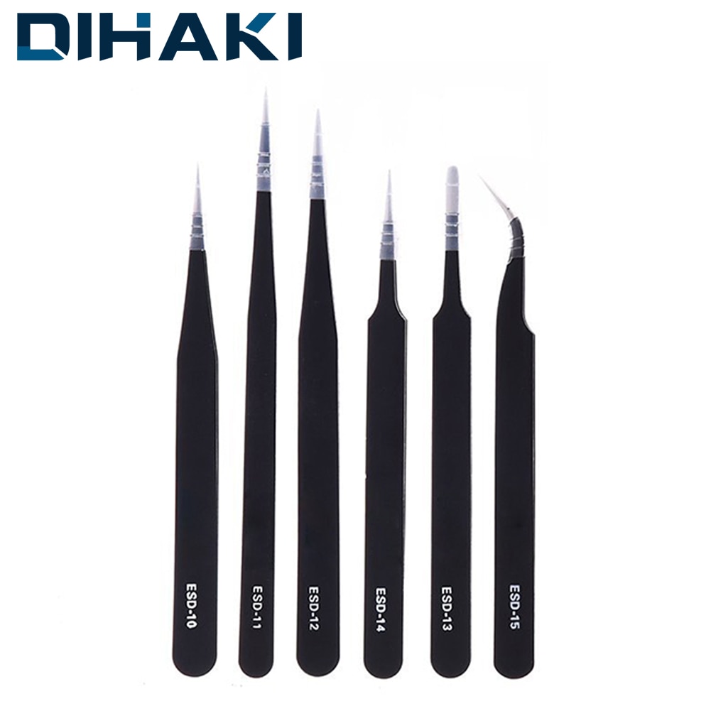 6 STKS Precisie Antistatische Pincet Set RVS Pincet voor Elektronica