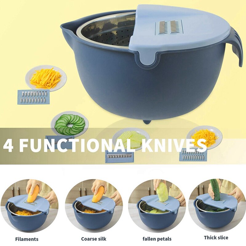 Potato Slicer, Multi Blade Adjustable,Slicer Cheese Potato with Drain Basket -Best Veggie Shredder Grater Set(1 PCS)
