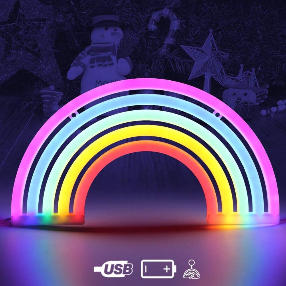 Rainbow Neon Light Sign Party Wall Hanging Lamp LED Neon Light Battery or USB Operated Light For Children Baby Room Home Decor