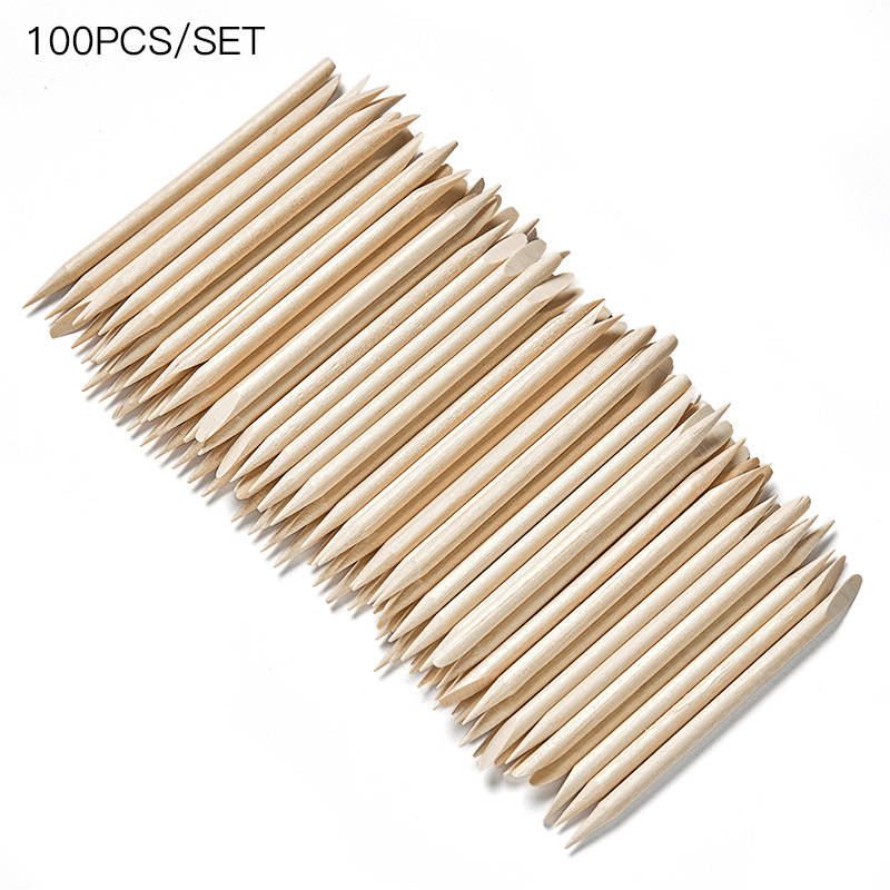Set van 10/50/100 stuks nagelkunst nagelriemduwer oranje houten stokjes nagelriemduwer remover manicure pedicure verzorging