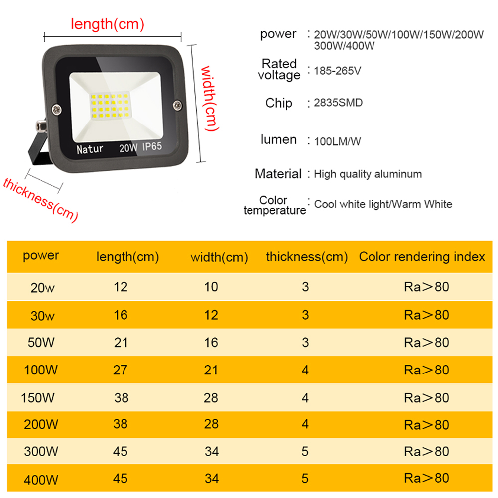 Spotlight 10W 20W 30W 50W 100W 150W 200W 300W 500W Led Floodlight Outdoor IP65 Led Spotlight LED Flood Light Garden Lamp Light