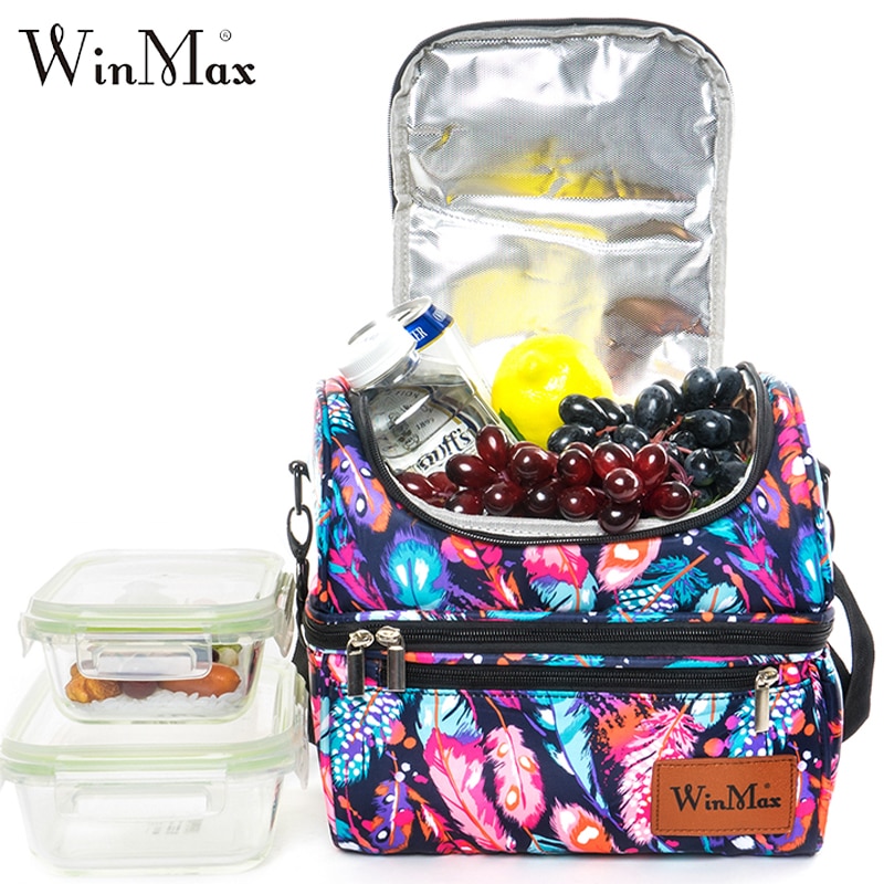 Lonchera térmica Winmax con aislamiento de aluminio, bolsa de nailon impermeable para Picnic, fruta, bolso grande, bolsa de nevera familiar