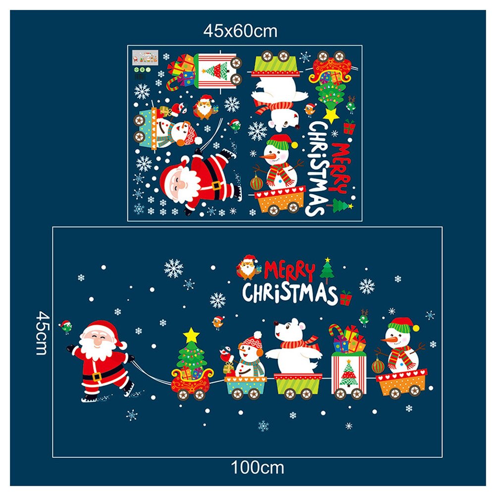 Kerstman Kerst Trein Muursticker Voor Glas Raam Woondecoratie Muurschildering Decals Behang Nieuw Jaar Stickers XHC88: Default Title