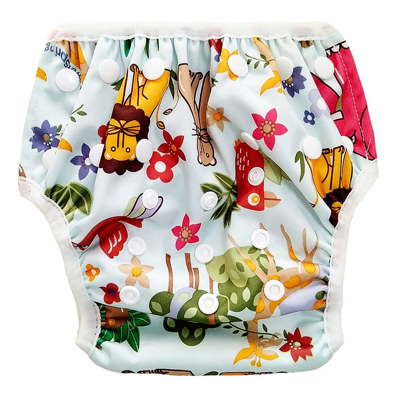 Katoen Spandex Baby Jongens Meisjes Luier Casual Cartoon Dieren Patroon Waterdichte Badmode Lekvrij Verstelbare Bodems Luier
