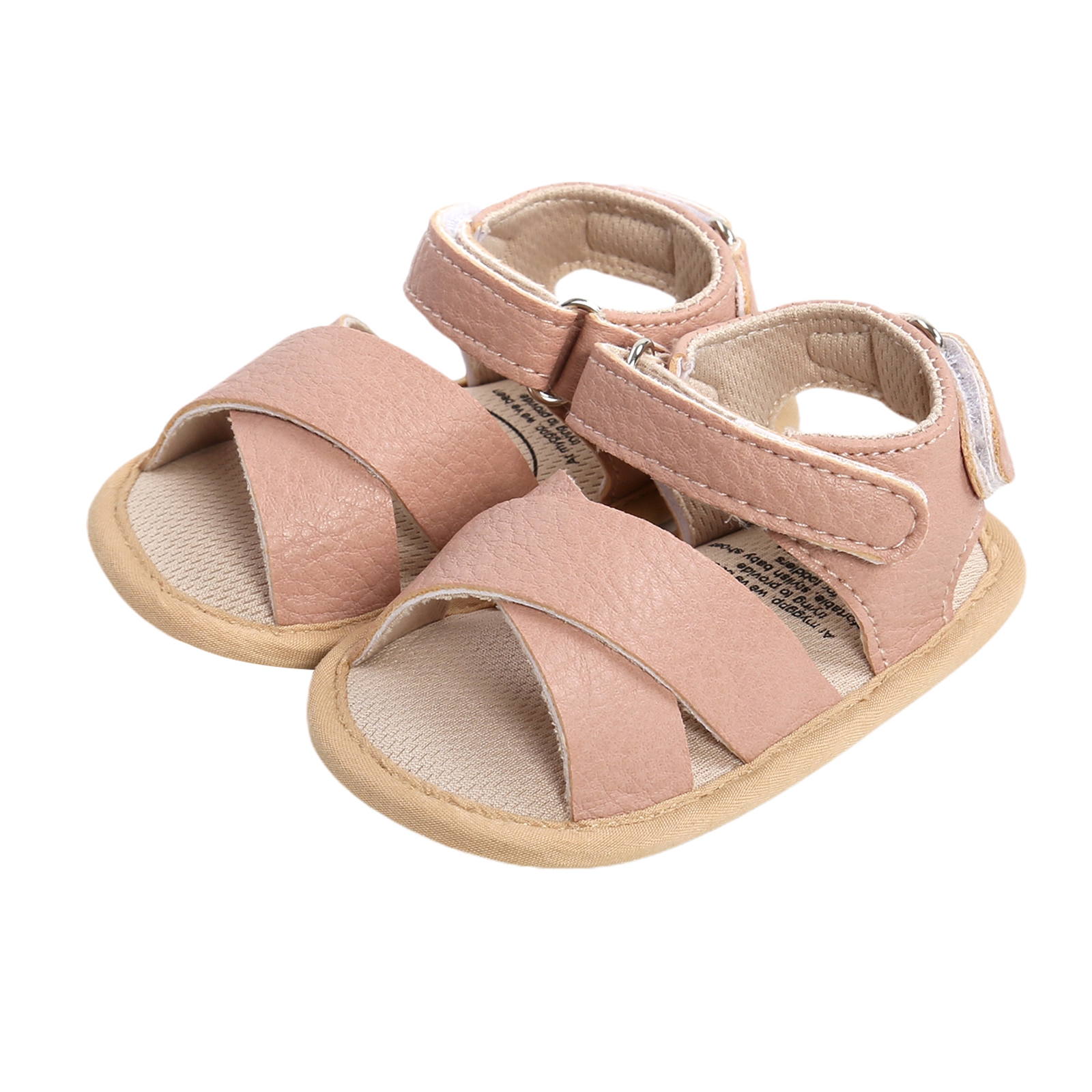 Baskets en cuir PU pour -né garçon et fille, chaussures d'été à semelle souple, sandales adaptées pour bébé de 0 à 18M,: Rose / 7-12 mois