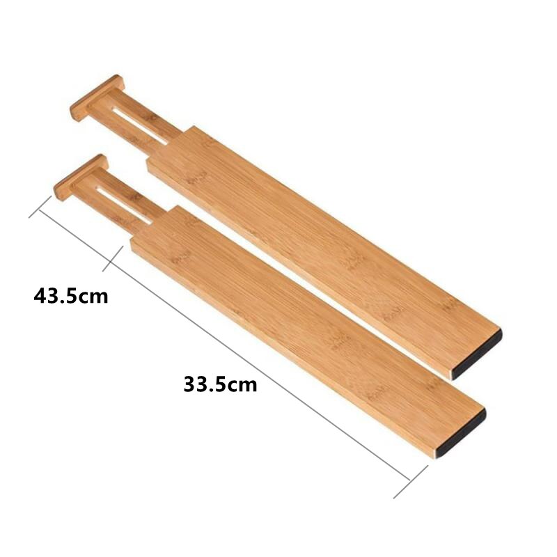 2/4Pcs Bamboo Drawer Dividers Kitchen Drawer Organizer Adjustable Expandable Drawer Dividers Tray Storage Drawer Storage Board: 2 Pack 33.5-43cm