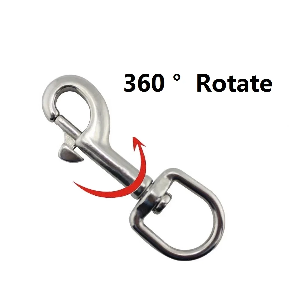 1pc Swivel-Eye Bolt Snap Hook Marine Grade 316 Stainless Steel Rotate Oval Ring Spring Loaded 65/72/91/100mm Pet Leash Diving
