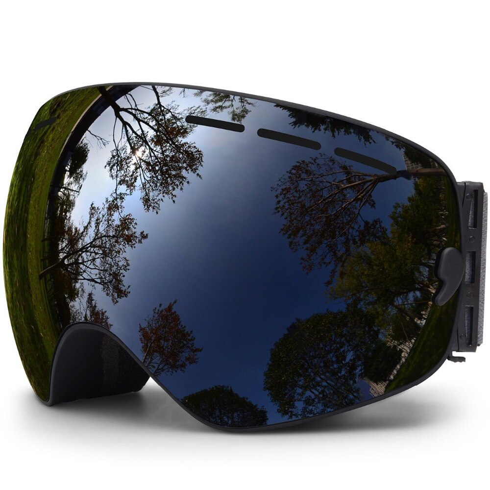 Lunettes de ski double couche anti-buée UV400, grand masque de ski, lunettes de neige pour hommes et femmes, masques de snowboard: Black