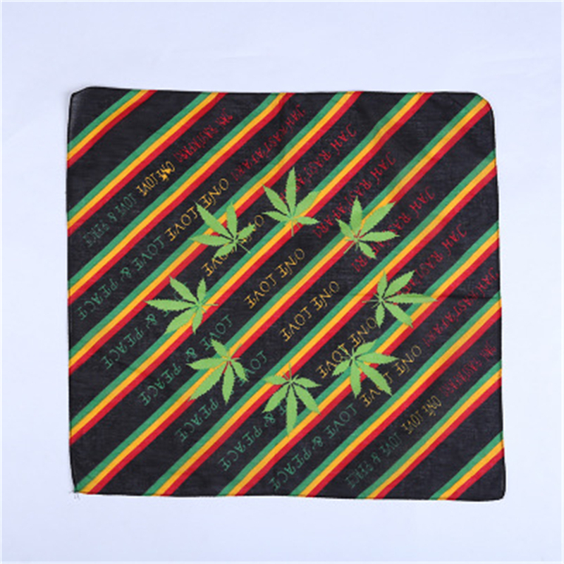 Foulard carré en coton à imprimé de feuilles, multifonctionnel, style hip hop, pour l&#39;extérieur, JQ012: JQ012-5