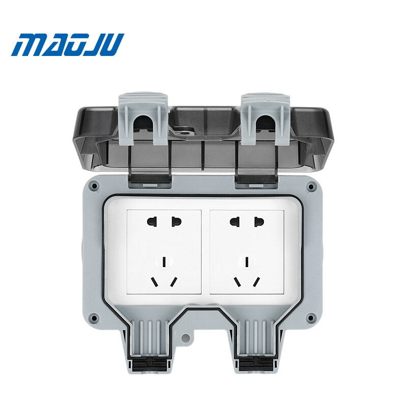 2 Gang Outdoor Weatherproof Waterproof Socket Switch Box Enclosure Electrical Power Wall Socket UK British Germany European: Chinese Socket.