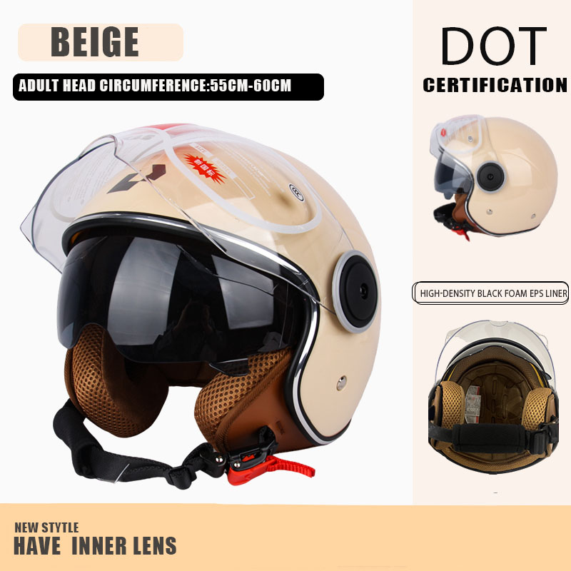DOT-zertifizierter Vintage-Helm, offener Motorrad-Helm mit offenem Gesicht, Retro-3/4-Helm, Cruise Casco Casque Moto, Herren und Damen: Blau
