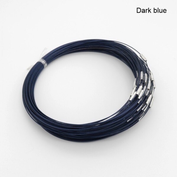 10 stücke 1mm 18inch draht halskette kragen choker kreis drehmomente schmuck hals-zubehör verschluss draht-kragen multi-farbe kupfer: dark blue