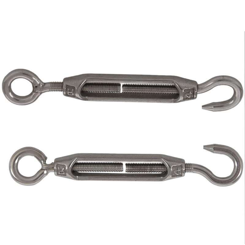 1 Pair Silver Tone Cable Wire Rope Hook Eye Turn Buckle With 4-Pack Heavy Duty S Shaped Hooks Galvanized Utility Hooks