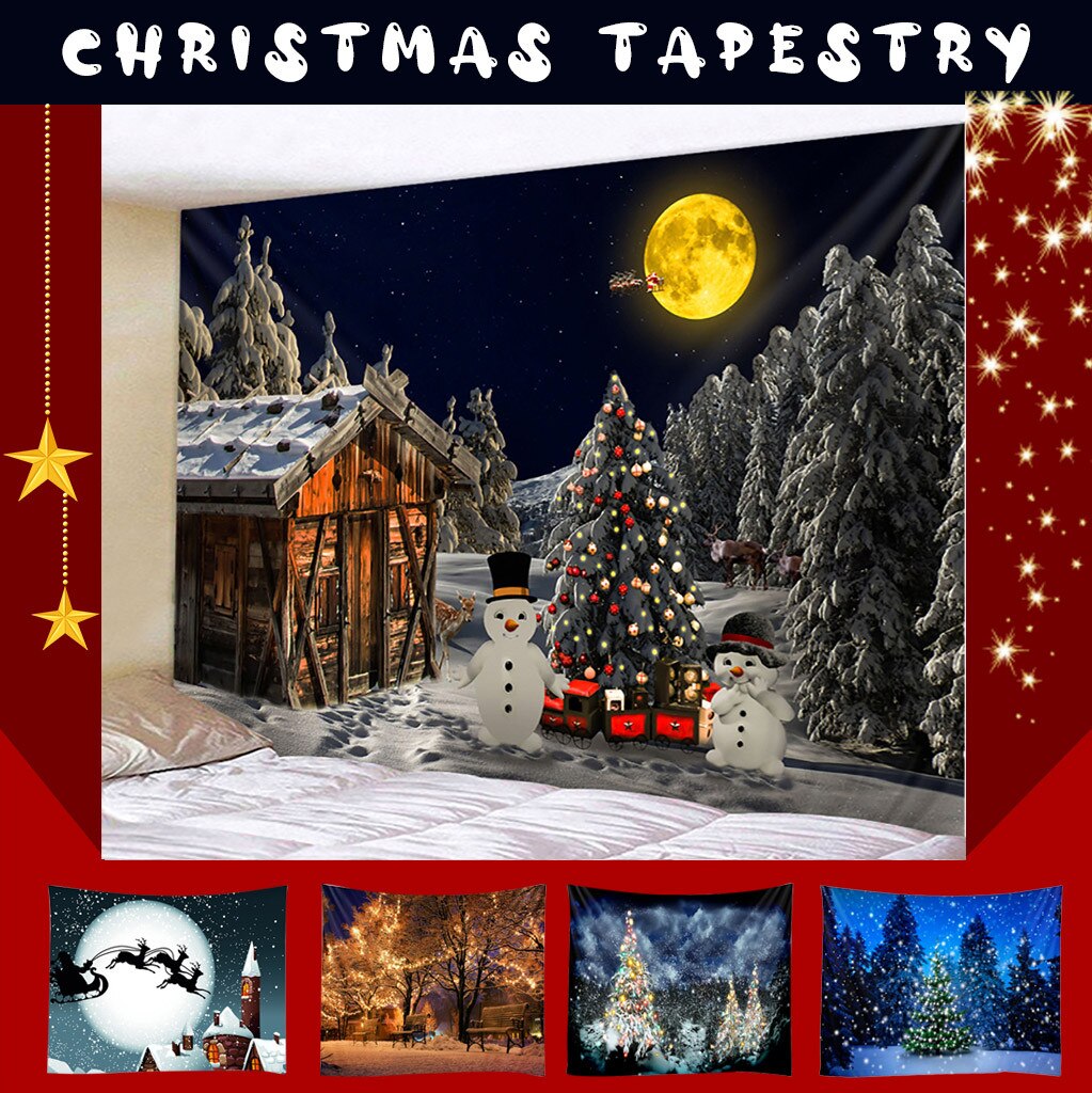 Noël tapisserie noël bonhomme de neige Art ornements noël décoration de la maison nouvel an revêtement mural tapisserie décoration # g30