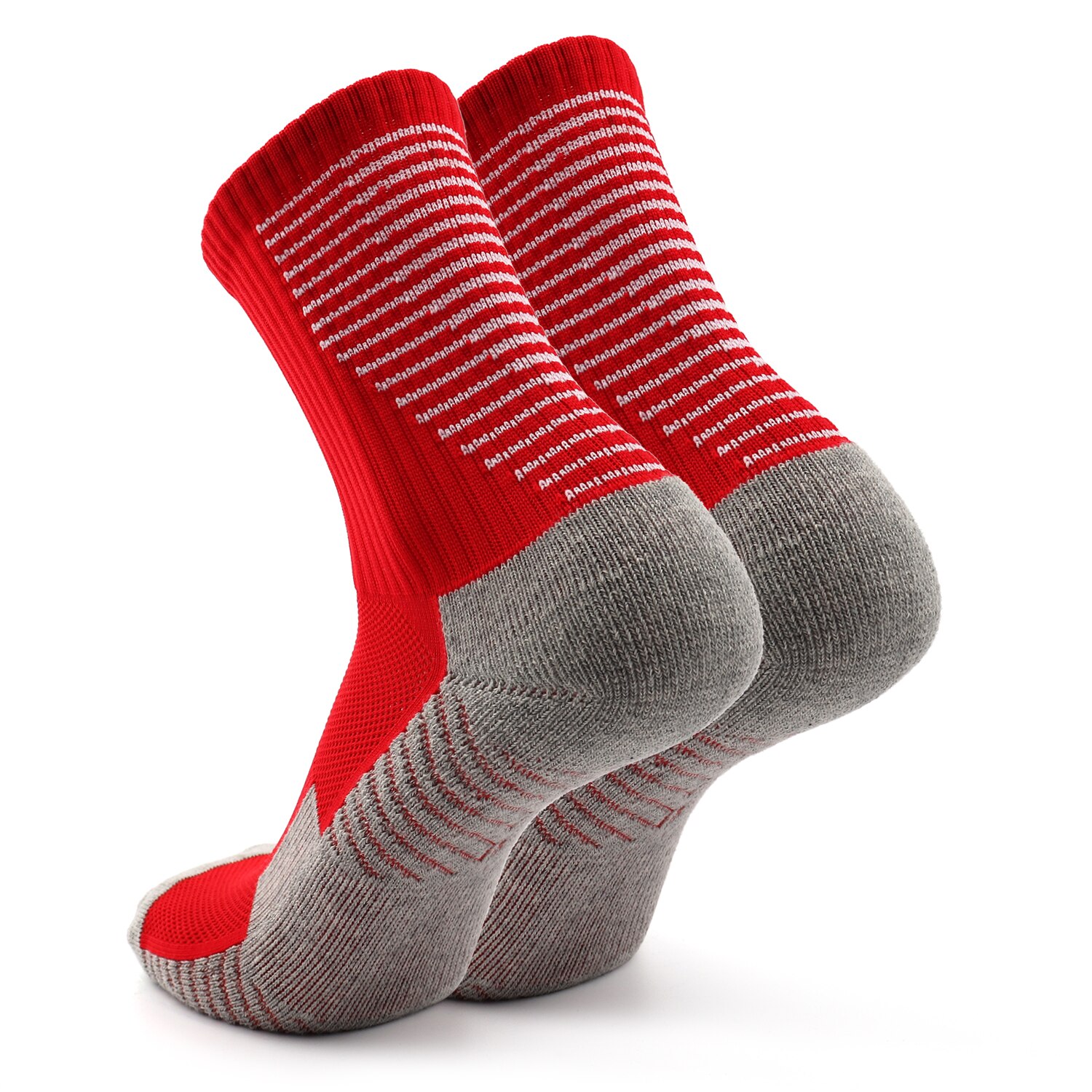 Soccer Socks Team Sports Socks Outdoor Fitness Breathable Quick Dry Socks Wear-resistant Athletic Socks Anti-skid Socks Adult: Red / 3 Pairs