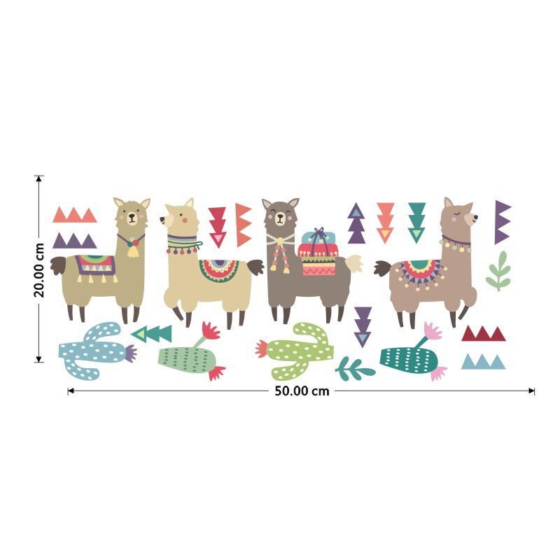 Tofok Indian Style Alpaca Cactus Children Room Wall Stickers Cartoon Animal Removable Decals Nursery Home Decoration Paste
