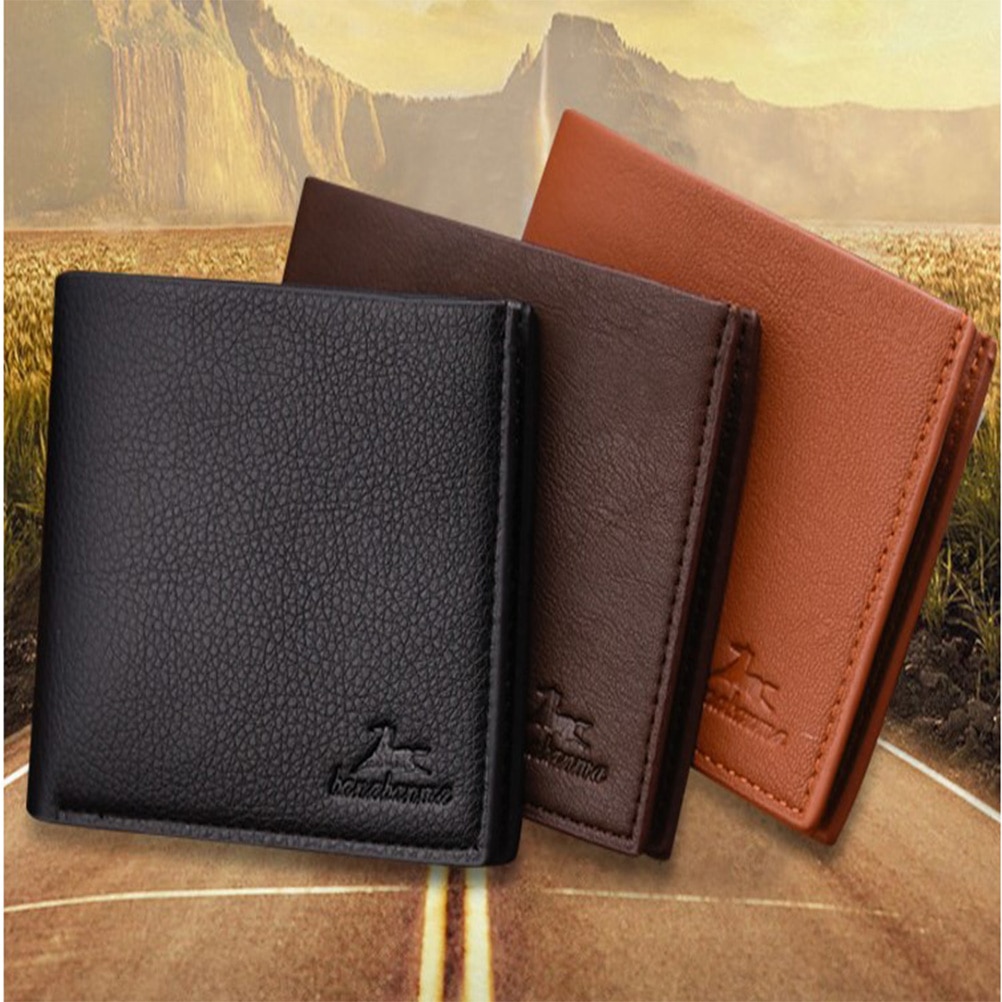 Men Wallets Solid Color Cross Pattern Open Multi Card Position Wallet Concise Wearable PU Leather Multi Position Wallet Purse