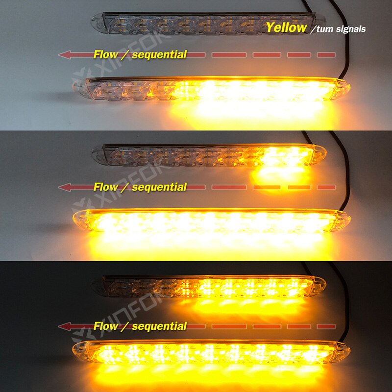 2 STUKS DRL Strips Richtingaanwijzers Remlichten Rood/Wit Flow Sequential Geel Amber DC 12 V Waterdicht externe Licht