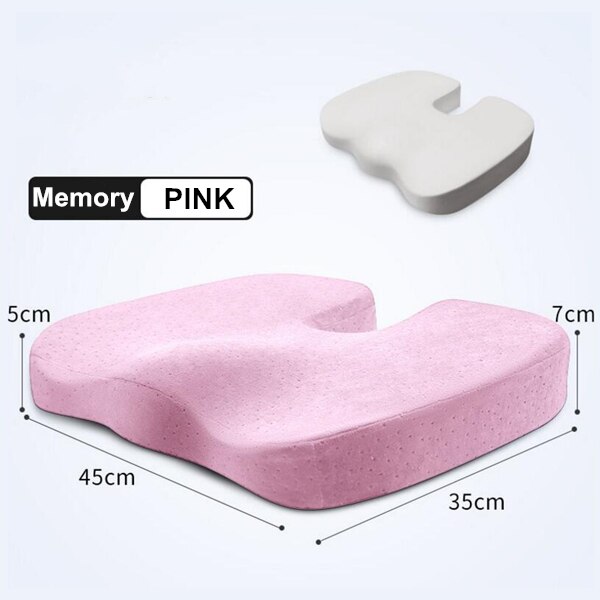 Purenlatex 45*35*7 U-vorm Trage Rebound Zachte Memory Foam Bank Bureaustoel Heupen Kussen Zitkussen pad Lumbale Stuitbeen Beschermen: Pink Memory